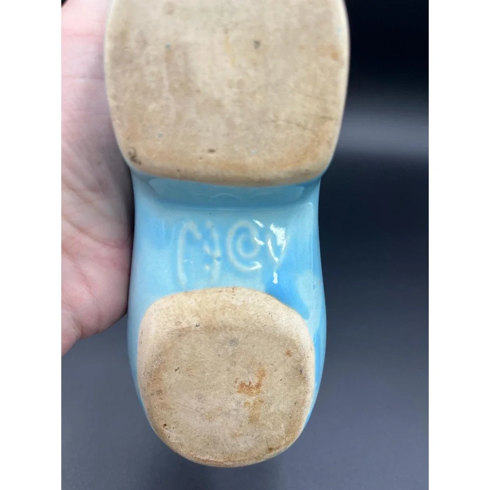 Vintage McCoy Dutch Shoe Planter: Light Blue Ceramic Wall Pocket